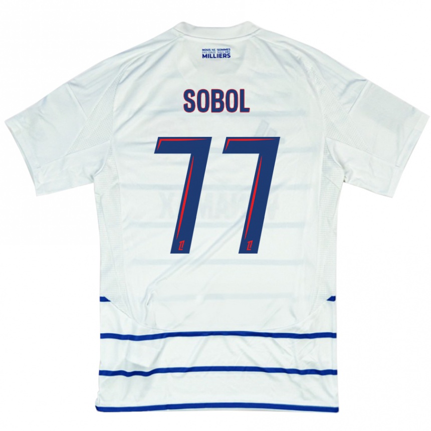 Men Football Eduard Sobol #77 White Blue Away Jersey 2024/25 T-Shirt Nz