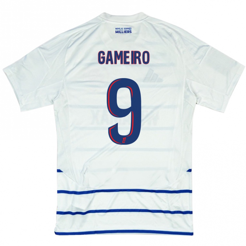 Men Football Kévin Gameiro #9 White Blue Away Jersey 2024/25 T-Shirt Nz