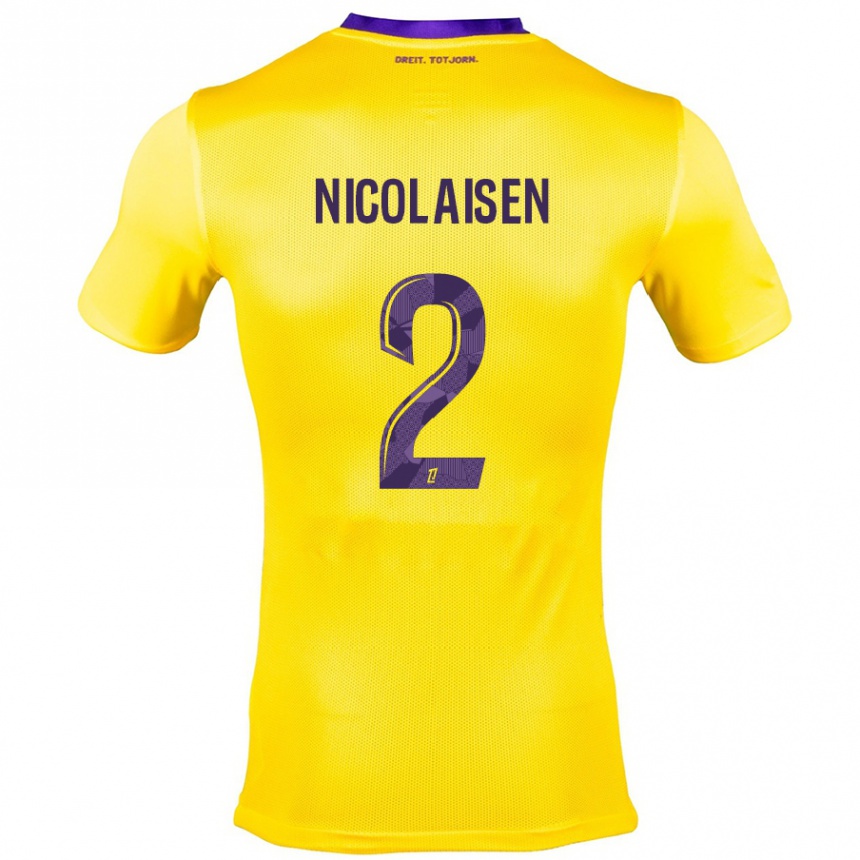 Men Football Rasmus Nicolaisen #2 Yellow Purple Away Jersey 2024/25 T-Shirt Nz