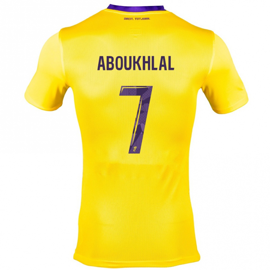 Men Football Zakaria Aboukhlal #7 Yellow Purple Away Jersey 2024/25 T-Shirt Nz