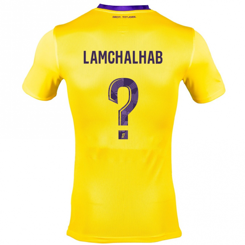 Men Football Merwan Lamchalhab #0 Yellow Purple Away Jersey 2024/25 T-Shirt Nz