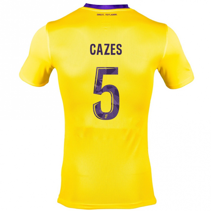 Men Football Manon Cazes #5 Yellow Purple Away Jersey 2024/25 T-Shirt Nz