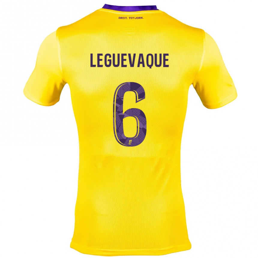 Men Football Laurie Leguevaque #6 Yellow Purple Away Jersey 2024/25 T-Shirt Nz