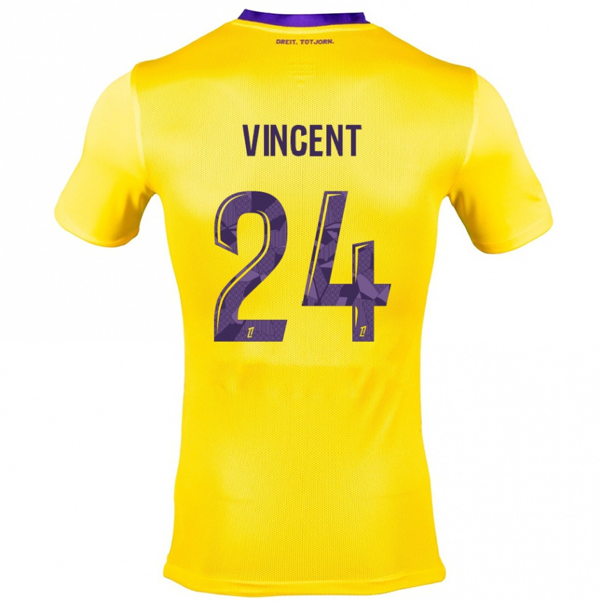 Men Football Magalie Vincent #24 Yellow Purple Away Jersey 2024/25 T-Shirt Nz