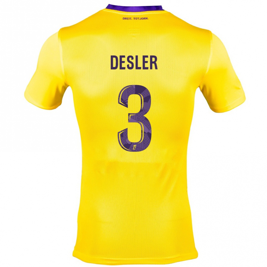 Men Football Mikkel Desler #3 Yellow Purple Away Jersey 2024/25 T-Shirt Nz