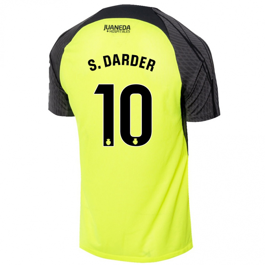 Men Football Sergi Darder #10 Fluorescent Green Black Away Jersey 2024/25 T-Shirt Nz