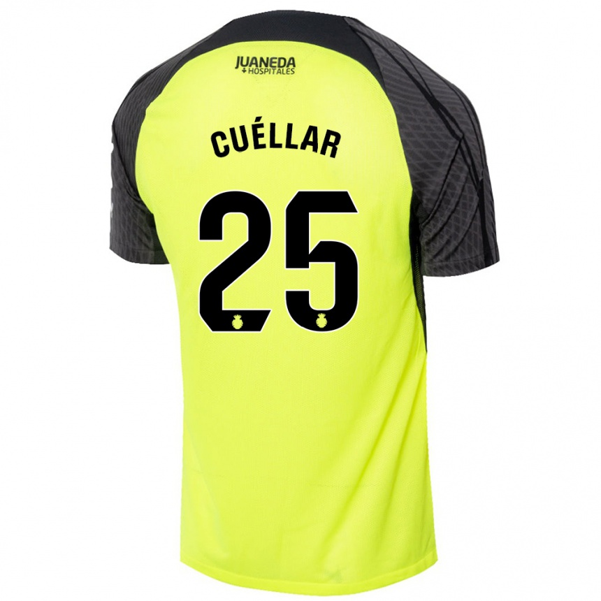 Men Football Iván Cuéllar #25 Fluorescent Green Black Away Jersey 2024/25 T-Shirt Nz