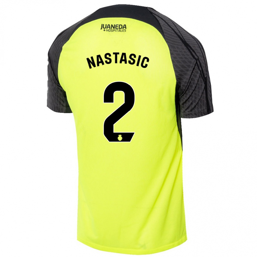 Men Football Matija Nastasic #2 Fluorescent Green Black Away Jersey 2024/25 T-Shirt Nz