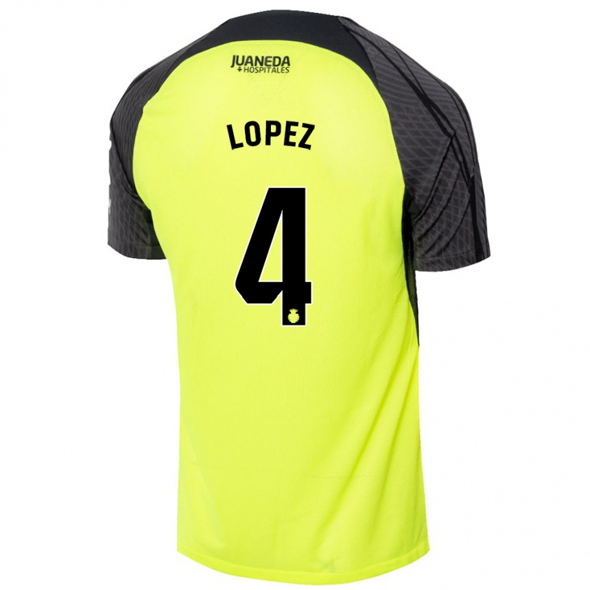 Men Football David López #4 Fluorescent Green Black Away Jersey 2024/25 T-Shirt Nz