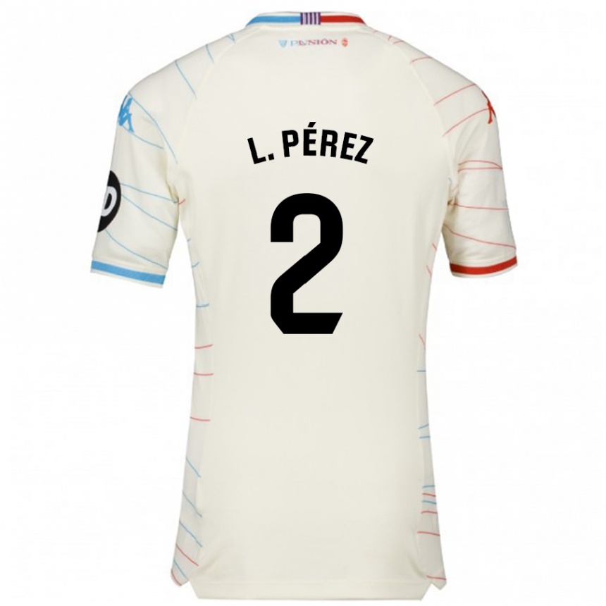 Men Football Luis Pérez #2 White Red Blue Away Jersey 2024/25 T-Shirt Nz