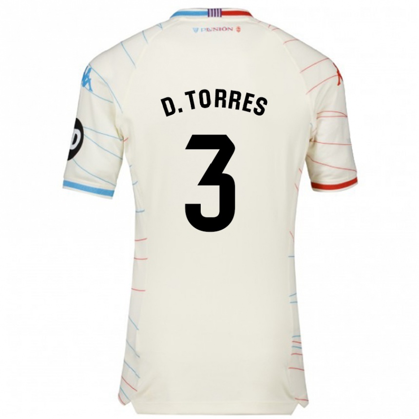 Men Football David Torres #3 White Red Blue Away Jersey 2024/25 T-Shirt Nz