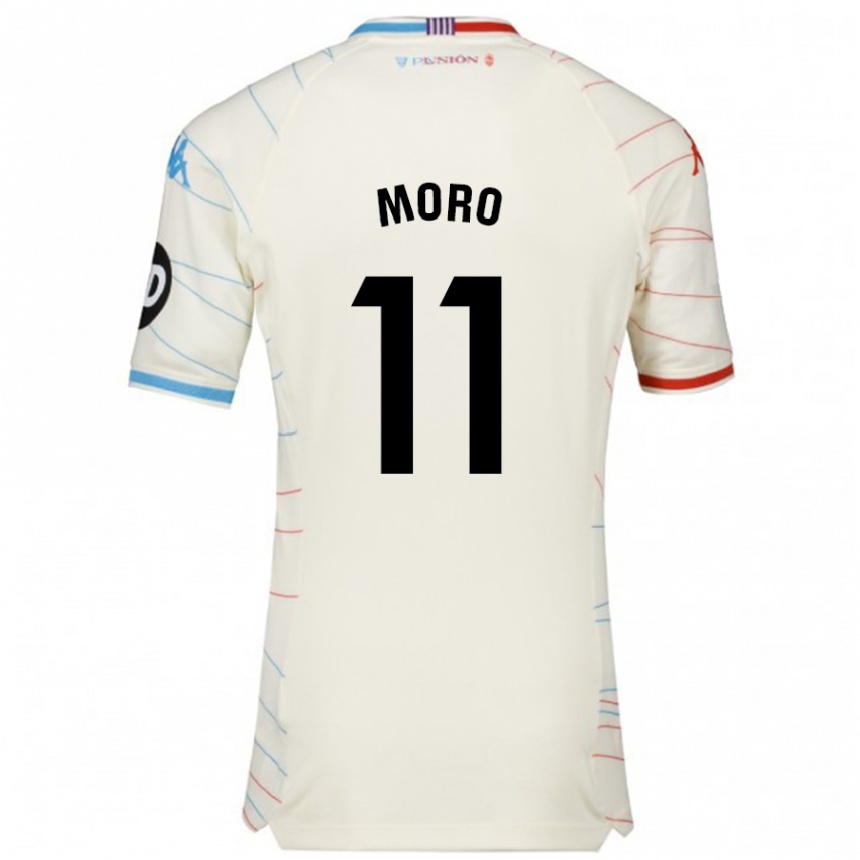 Men Football Raúl Moro #11 White Red Blue Away Jersey 2024/25 T-Shirt Nz