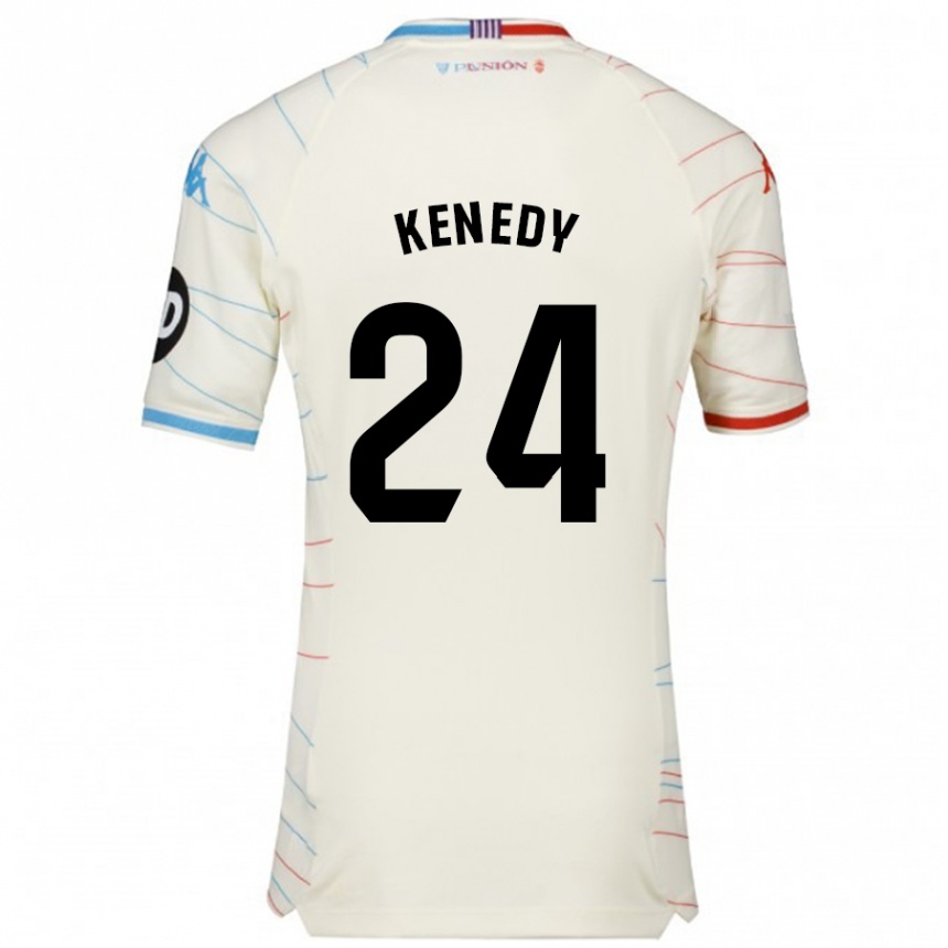 Men Football Kenedy #24 White Red Blue Away Jersey 2024/25 T-Shirt Nz