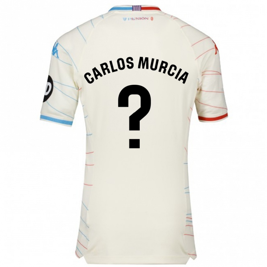 Men Football Juan Carlos Murcia #0 White Red Blue Away Jersey 2024/25 T-Shirt Nz