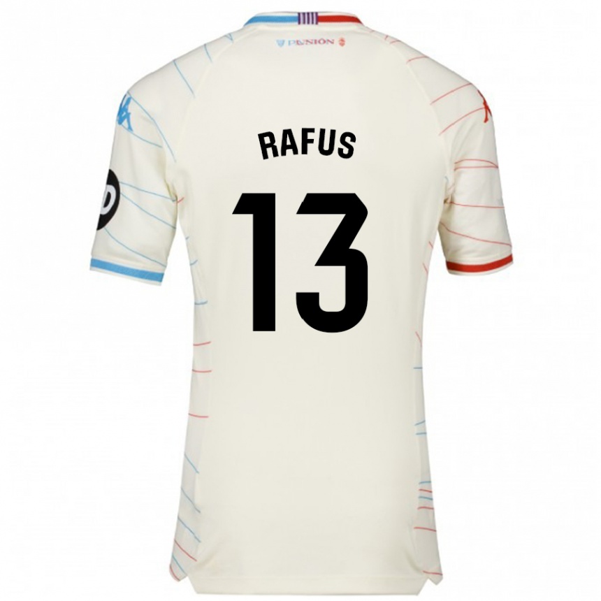 Men Football Arnau Rafus #13 White Red Blue Away Jersey 2024/25 T-Shirt Nz