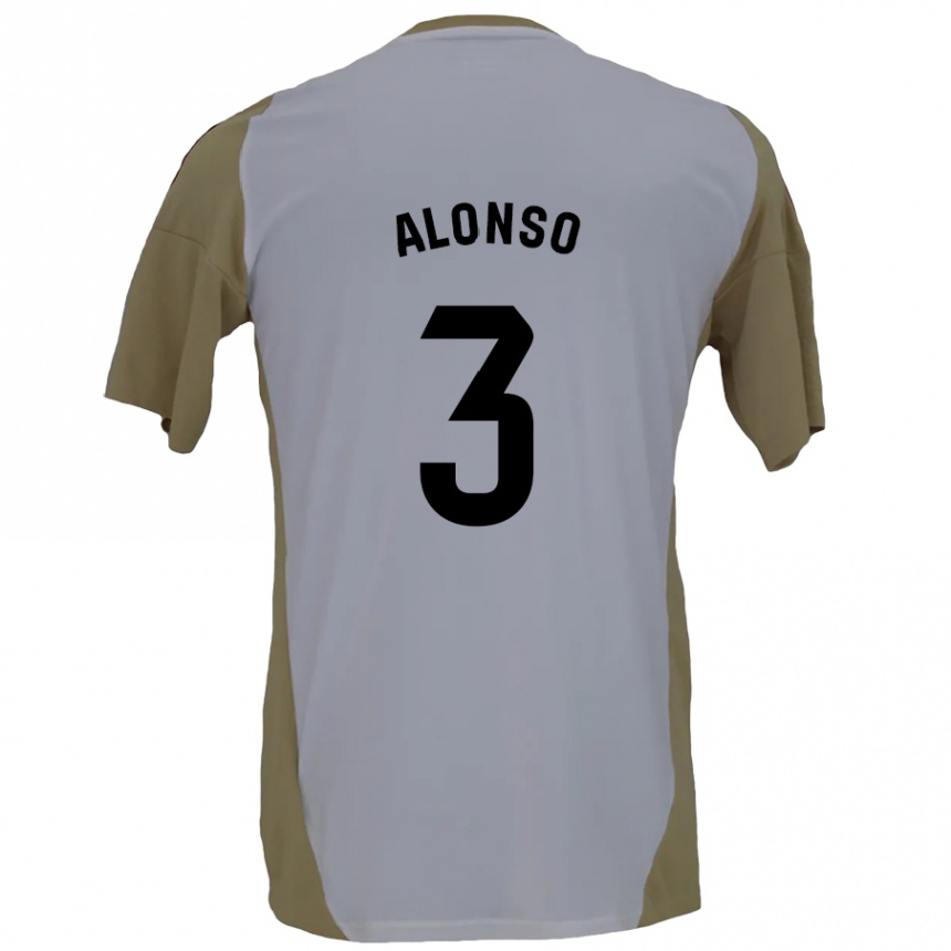 Men Football Julio Alonso #3 Brown White Away Jersey 2024/25 T-Shirt Nz