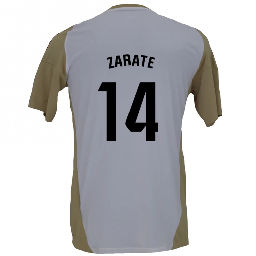 Men Football Hugo Zárate #14 Brown White Away Jersey 2024/25 T-Shirt Nz