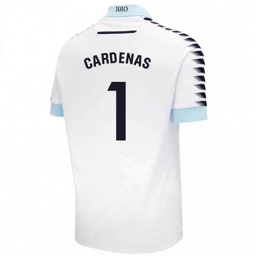 Men Football Raquel Cárdenas #1 White Blue Away Jersey 2024/25 T-Shirt Nz