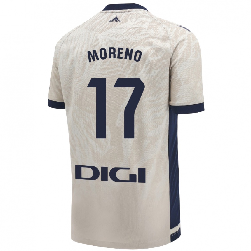 Men Football Pablo Moreno #17 Light Gray Away Jersey 2024/25 T-Shirt Nz