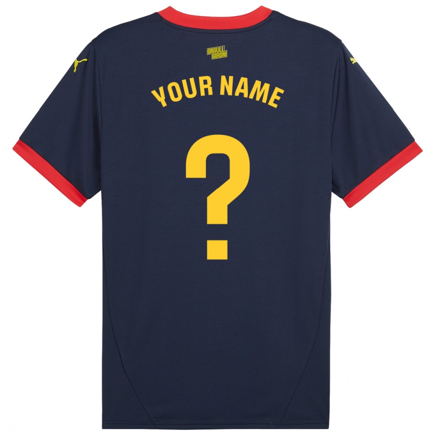 Men Football Your Name #0 Navy Red Away Jersey 2024/25 T-Shirt Nz