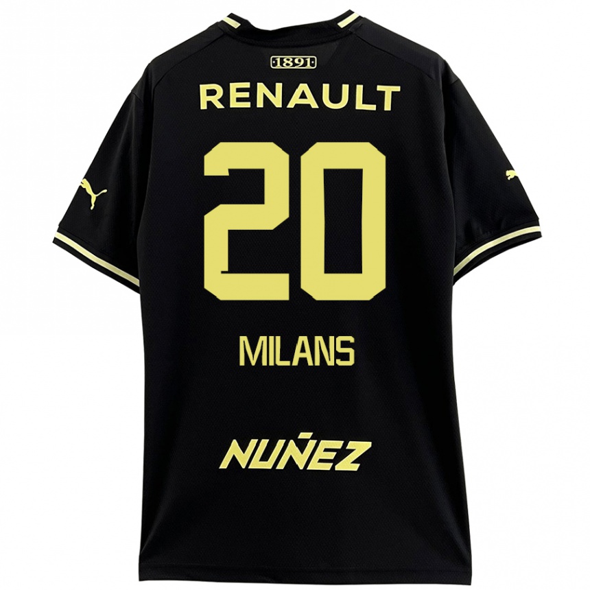 Men Football Pedro Milans #20 Black Yellow Away Jersey 2024/25 T-Shirt Nz