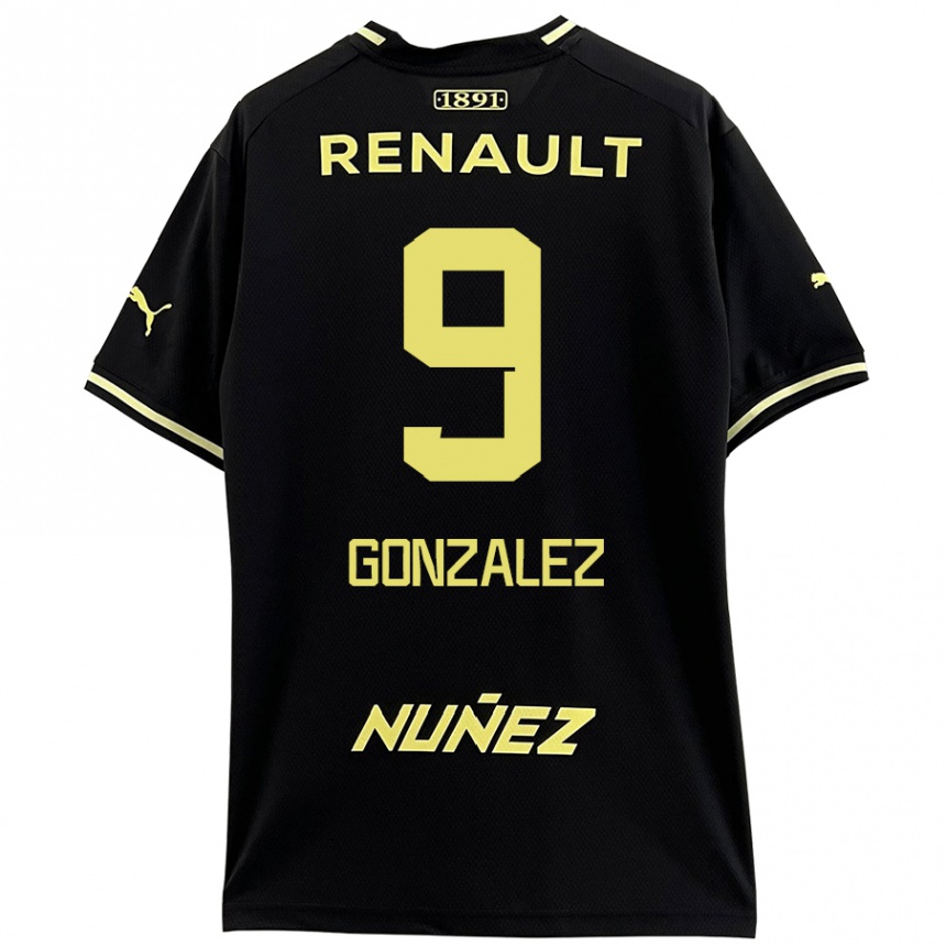 Men Football Franco González #9 Black Yellow Away Jersey 2024/25 T-Shirt Nz