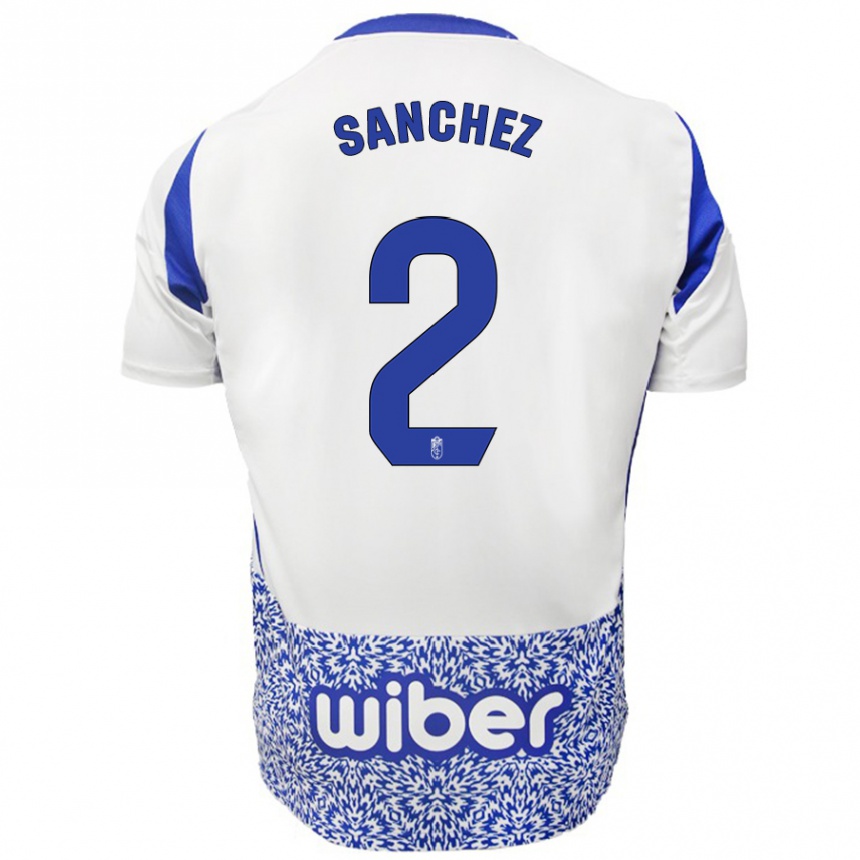 Men Football Rubén Sánchez #2 White Blue Away Jersey 2024/25 T-Shirt Nz