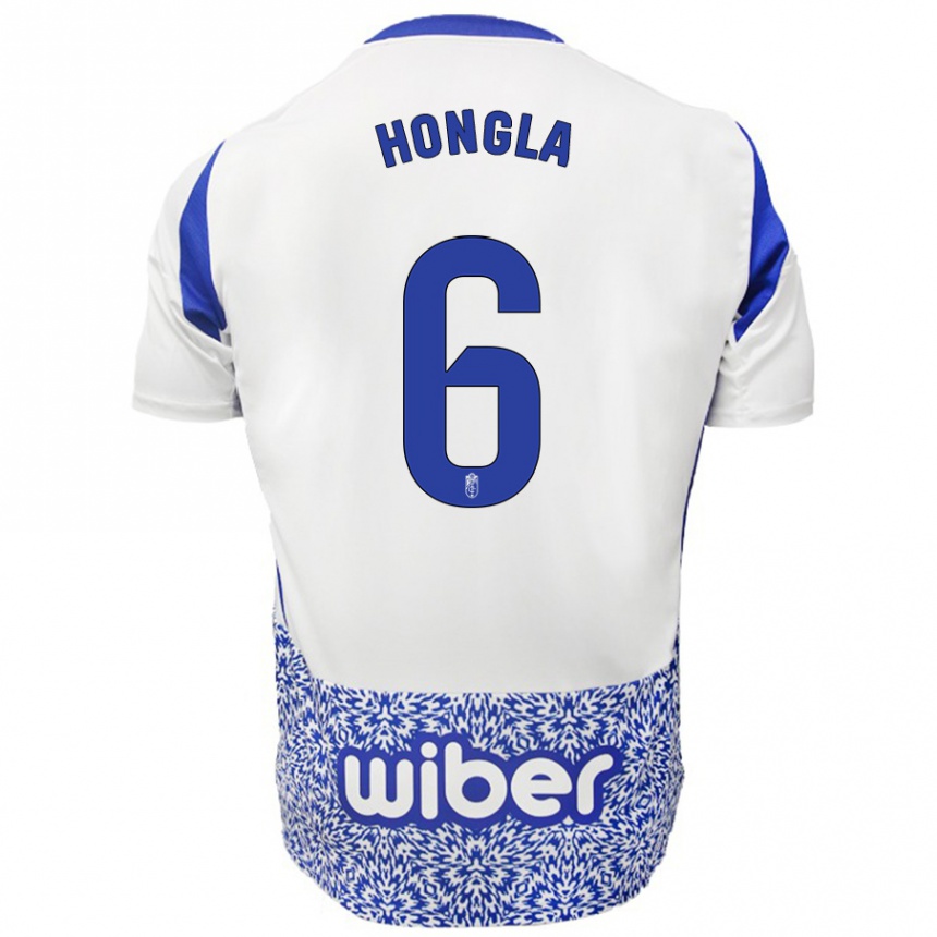 Men Football Martin Hongla #6 White Blue Away Jersey 2024/25 T-Shirt Nz