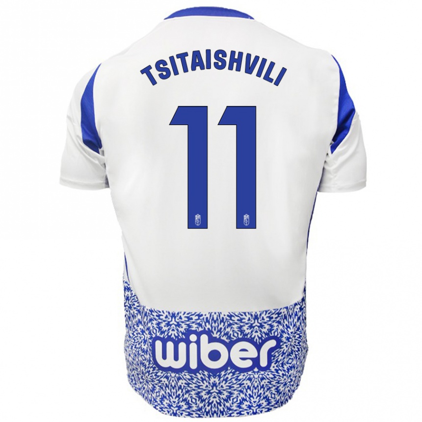 Men Football Georgiy Tsitaishvili #11 White Blue Away Jersey 2024/25 T-Shirt Nz