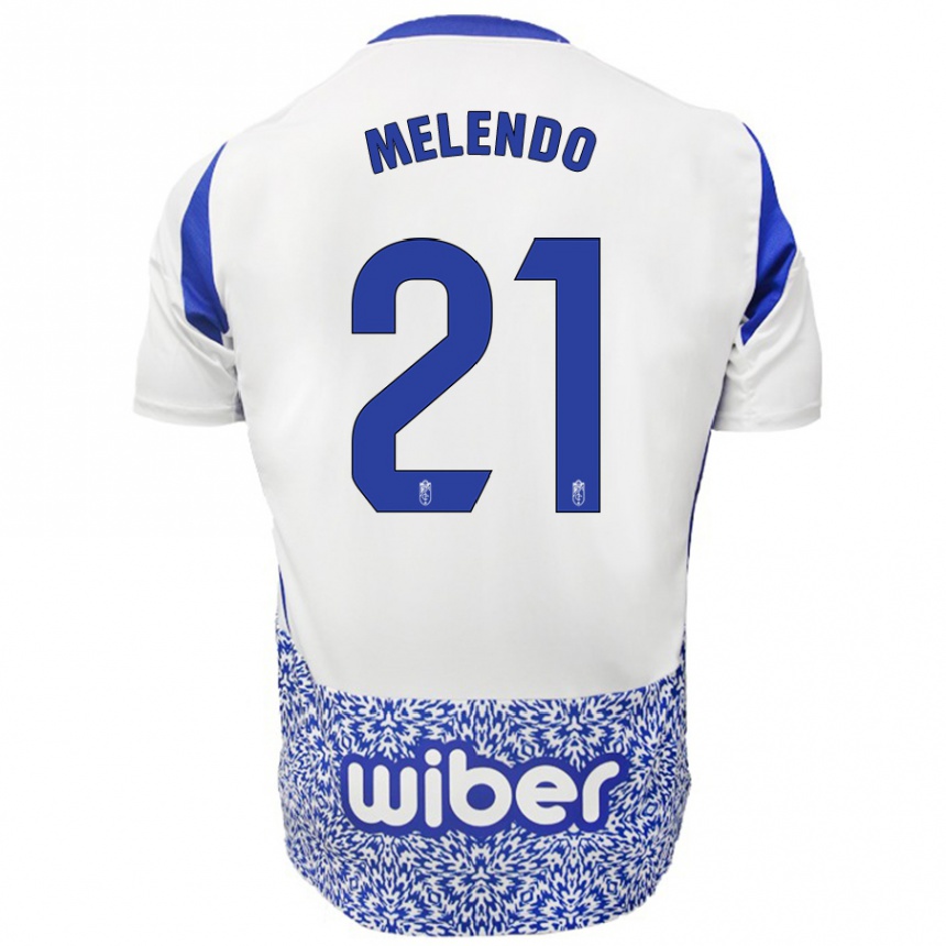 Men Football Óscar Melendo #21 White Blue Away Jersey 2024/25 T-Shirt Nz