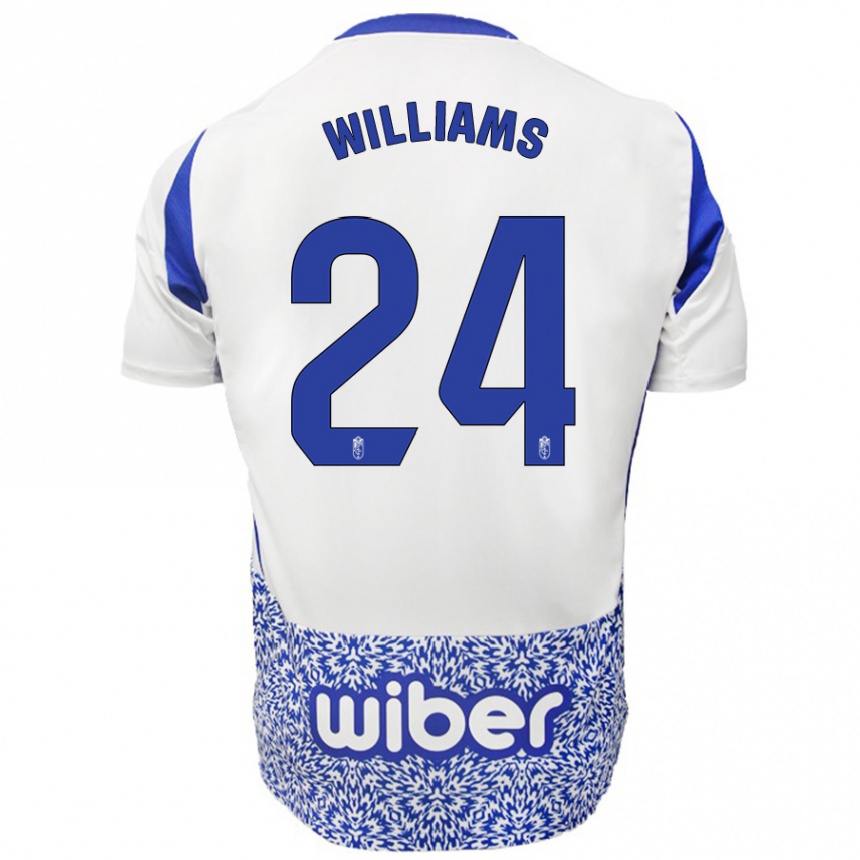 Men Football Loïc Williams #24 White Blue Away Jersey 2024/25 T-Shirt Nz