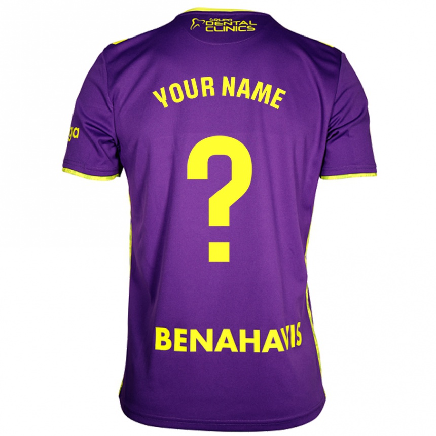 Men Football Your Name #0 Purple Yellow Away Jersey 2024/25 T-Shirt Nz