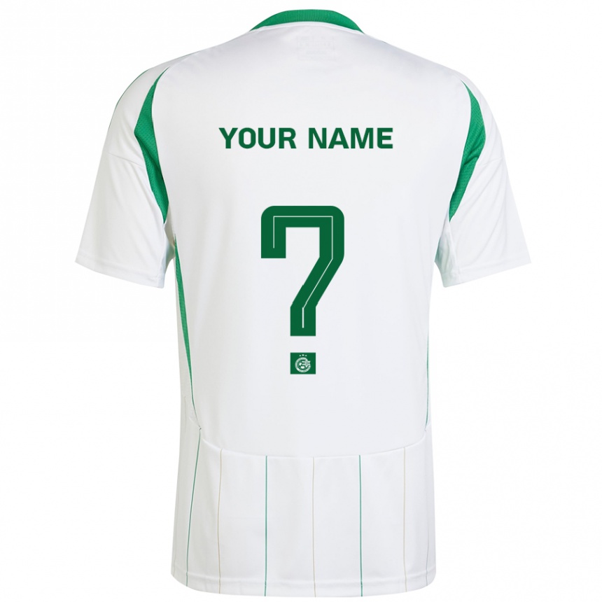 Men Football Your Name #0 White Green Away Jersey 2024/25 T-Shirt Nz