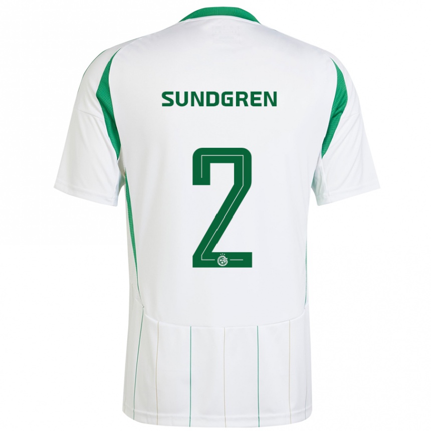 Men Football Daniel Sundgren #2 White Green Away Jersey 2024/25 T-Shirt Nz