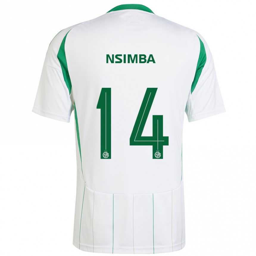 Men Football Vital Nsimba #14 White Green Away Jersey 2024/25 T-Shirt Nz