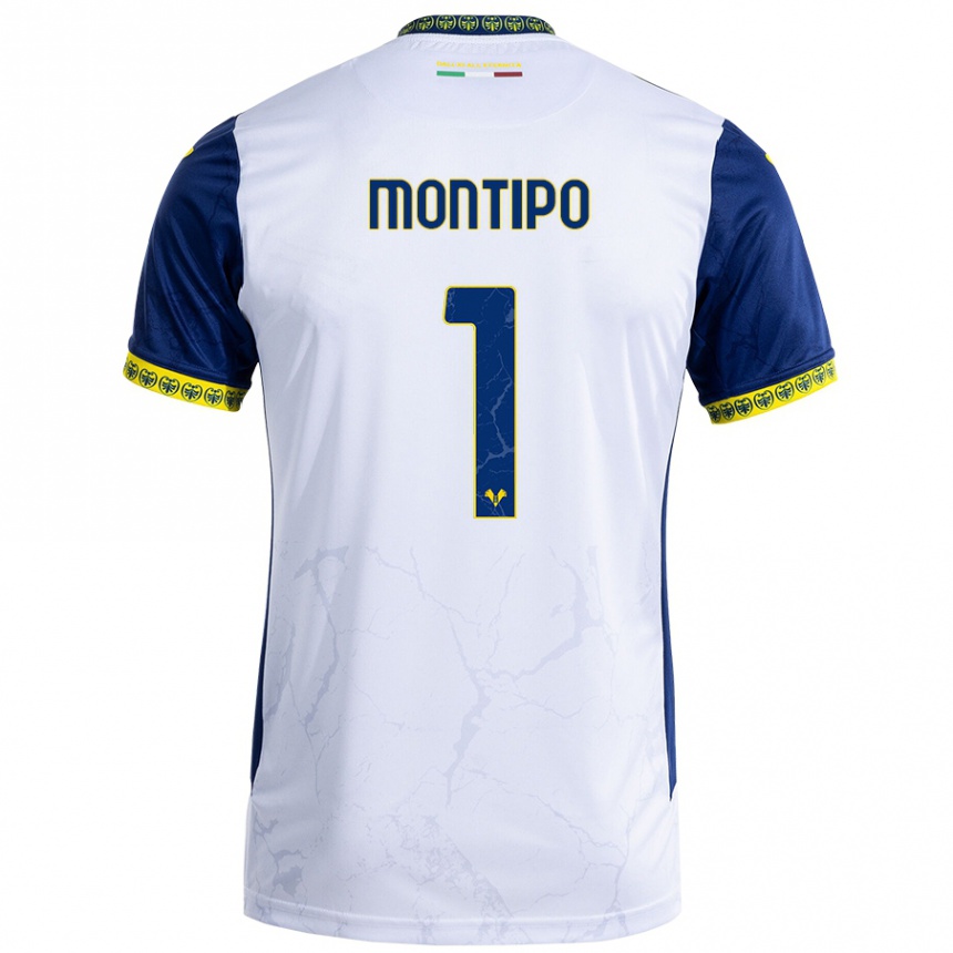 Men Football Lorenzo Montipò #1 White Blue Away Jersey 2024/25 T-Shirt Nz