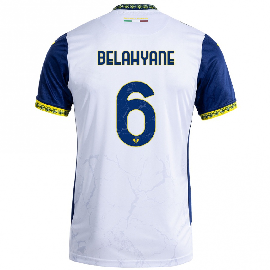 Men Football Reda Belahyane #6 White Blue Away Jersey 2024/25 T-Shirt Nz