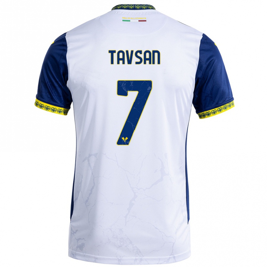 Men Football Elayis Tavsan #7 White Blue Away Jersey 2024/25 T-Shirt Nz