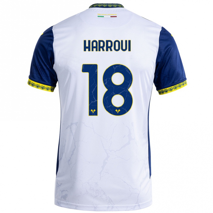 Men Football Abdou Harroui #18 White Blue Away Jersey 2024/25 T-Shirt Nz