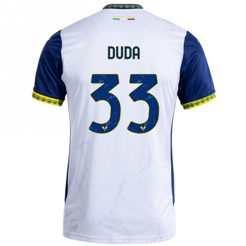 Men Football Ondrej Duda #33 White Blue Away Jersey 2024/25 T-Shirt Nz