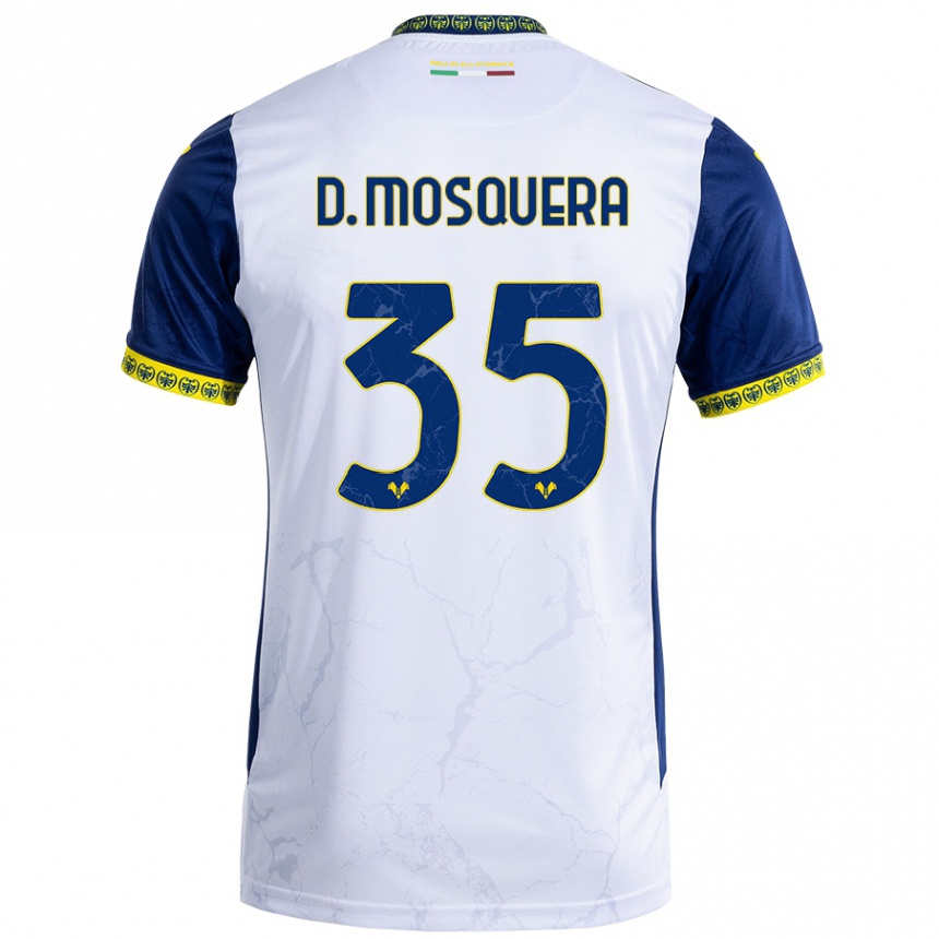 Men Football Daniel Mosquera #35 White Blue Away Jersey 2024/25 T-Shirt Nz