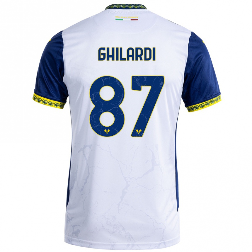 Men Football Daniele Ghilardi #87 White Blue Away Jersey 2024/25 T-Shirt Nz