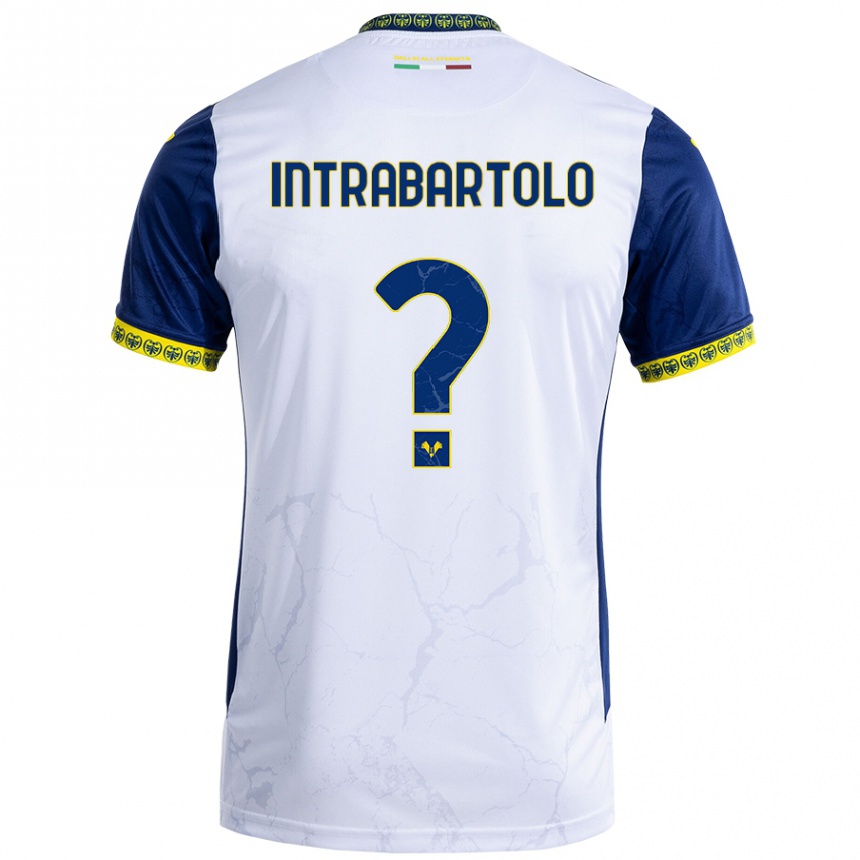 Men Football Denis Intrabartolo #0 White Blue Away Jersey 2024/25 T-Shirt Nz