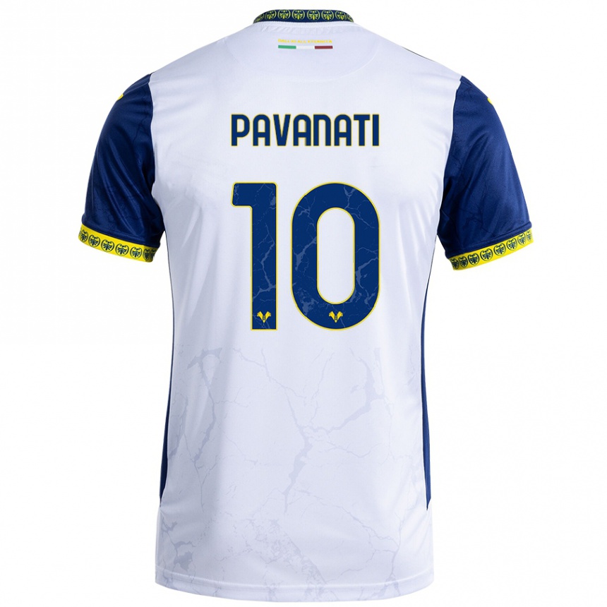 Men Football Alessandro Pavanati #10 White Blue Away Jersey 2024/25 T-Shirt Nz