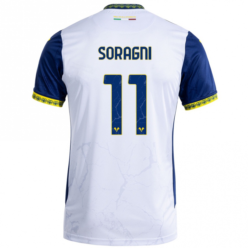 Men Football Alberto Soragni #11 White Blue Away Jersey 2024/25 T-Shirt Nz