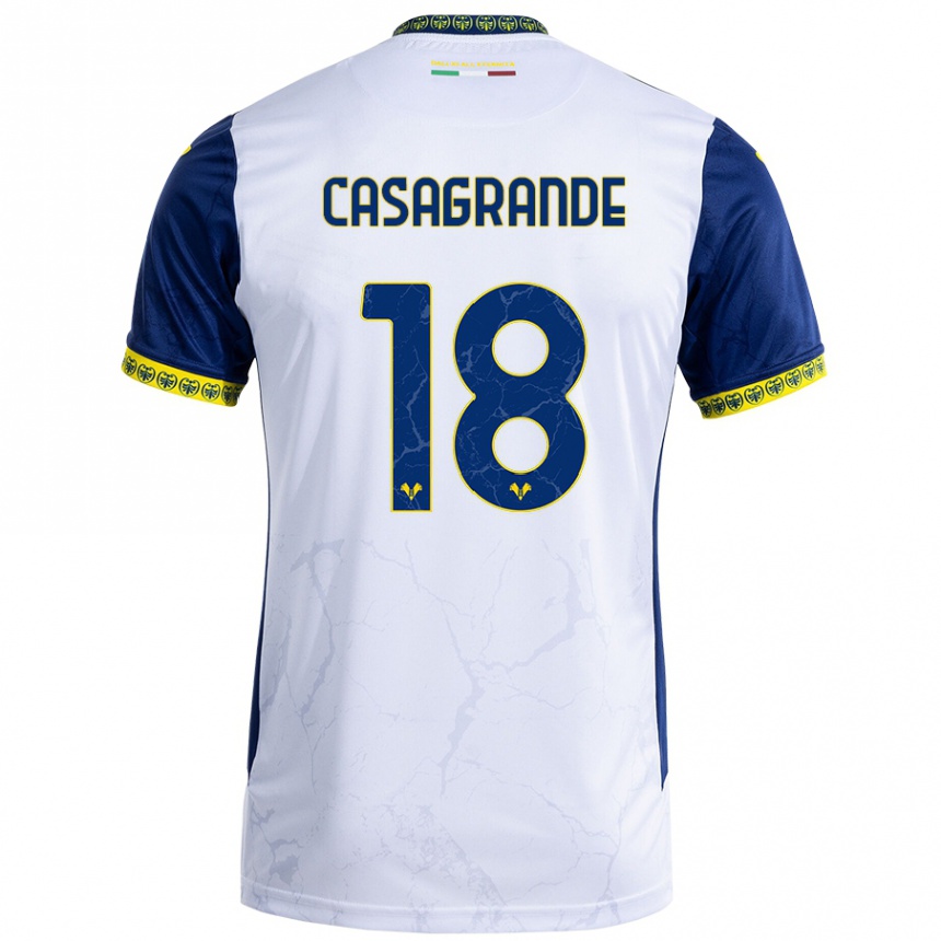 Men Football Davide Casagrande #18 White Blue Away Jersey 2024/25 T-Shirt Nz