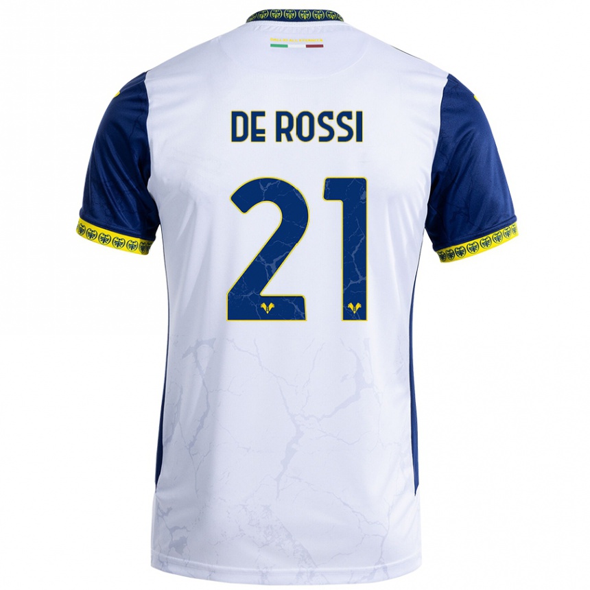 Men Football Michele De Rossi #21 White Blue Away Jersey 2024/25 T-Shirt Nz