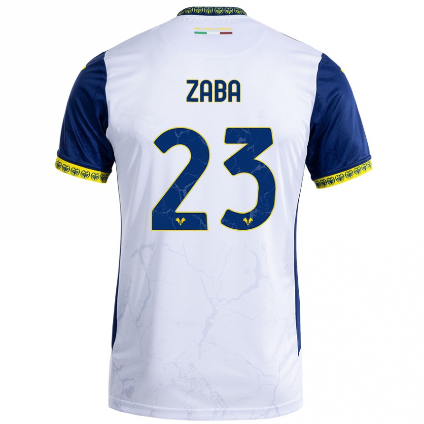 Men Football Nelson Zaba #23 White Blue Away Jersey 2024/25 T-Shirt Nz