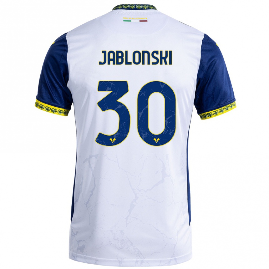 Men Football Darvin Jablonski #30 White Blue Away Jersey 2024/25 T-Shirt Nz