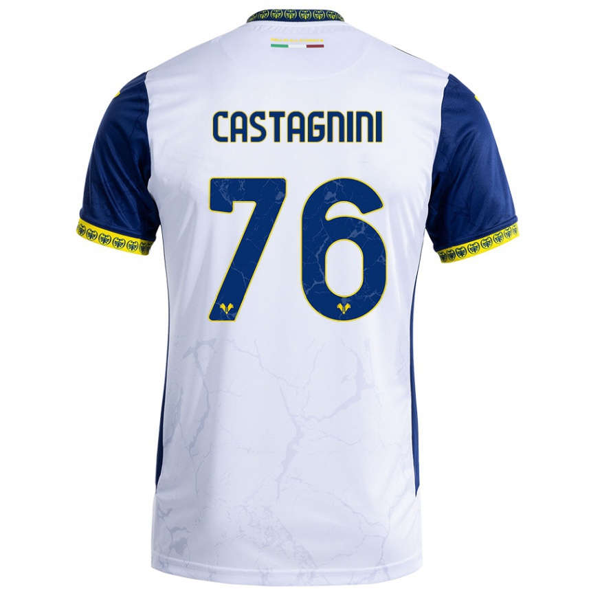 Men Football Mirko Castagnini #76 White Blue Away Jersey 2024/25 T-Shirt Nz